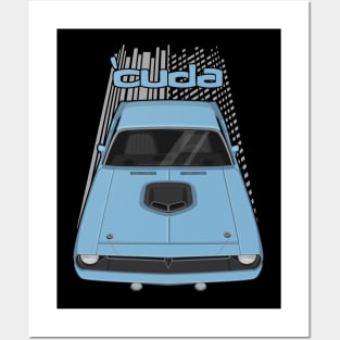 Plymouth Barracuda - Hemi Cuda - 1970 - Light Blue Posters and Art